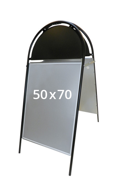 50x70 cm Metal A-skilt klassisk m/APET front & magnet Sort
